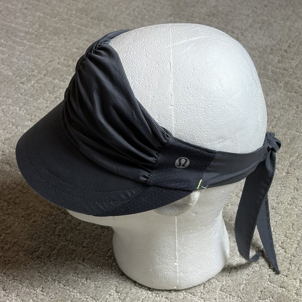 Lululemon Gray Run In The Sun Visor Hat Ruched Tie Back Running One Size Outdoor